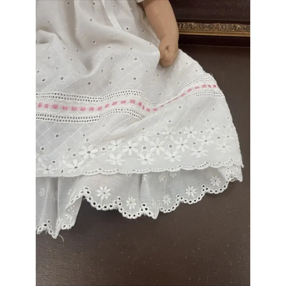 Madame Alexander 2018 Baby Doll Purple Eyes White Christening Baptism Gown Dress